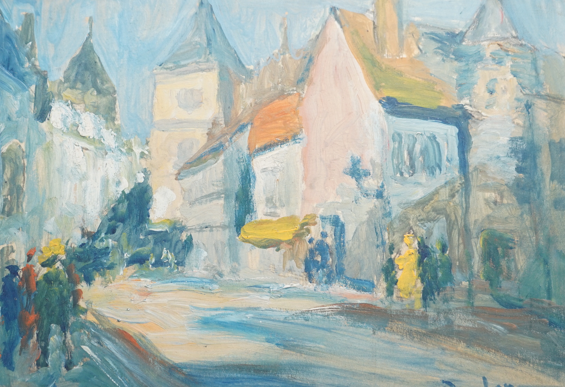 Ronald Ossory Dunlop RA (Irish, 1894-1973) Impressionist oil on board, Street scene, signed, 19 x 26cm